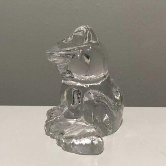 Vintage Goebel 14.3-oz Crystal Frog Paperweight 3.5" Clear Glass - Picture 4 of 5